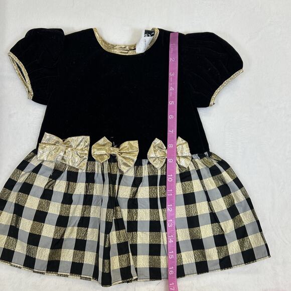 2) Vintage 90's 18m Green & 24m Black/Gold Velvet Holiday Dresses Bnfts Charity - Picture 6 of 11